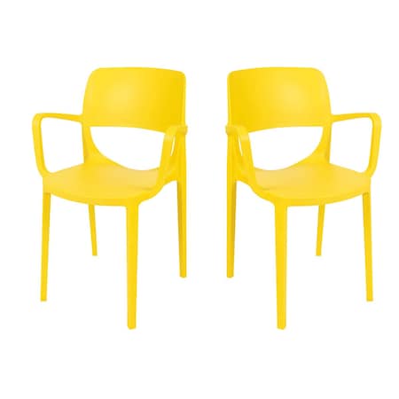 Rainbow Outdoor Bella Set of 2 Stackable Armchair-Yellow RBO-BELLA-YEL-AC-SET2